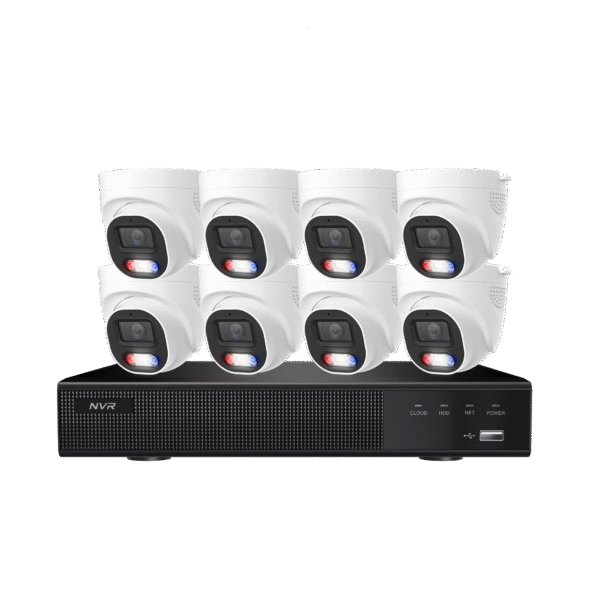 EasyCozy Kit 8CH PoE NVR + 8 Camera Kit Turret 2TB HK-P8E8D128-8