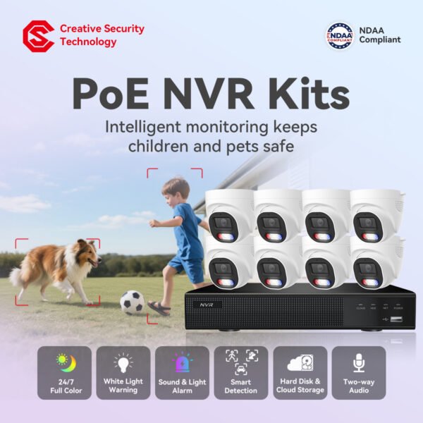 EasyCozy Kit 8CH PoE NVR + 8 Camera Kit Turret 2TB HK-P8E8D128-8 - 图片 4